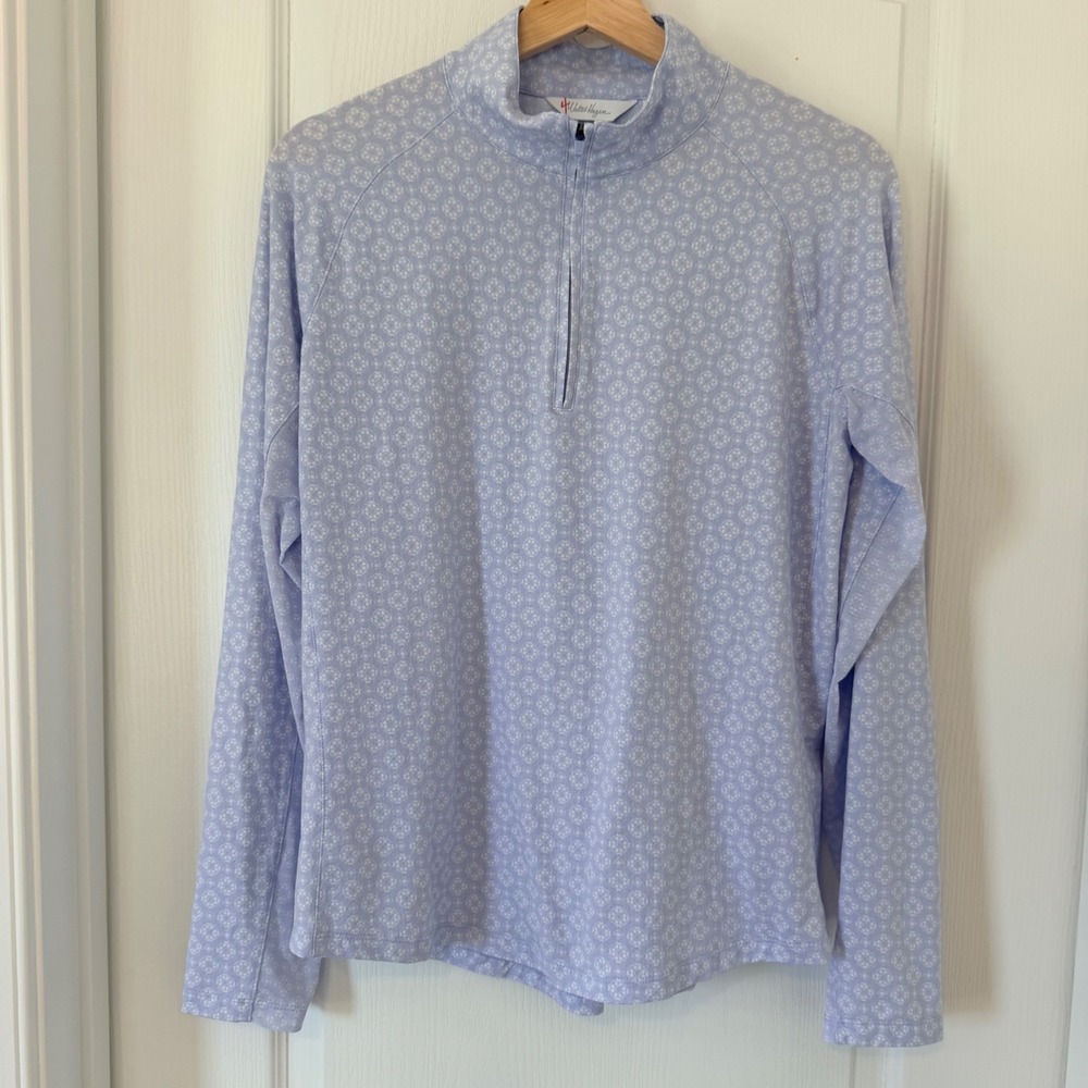 Walter Hagen Womens Medium Lavender Blue Floral Quarter Zip Golf Pullover Top